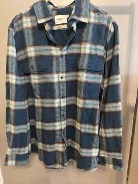 Goodfellow & Co Blue and White Plaid Button-Down Shirt